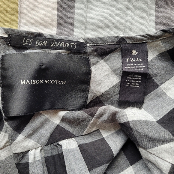 Maison Scotch Buffalo Plaid Blouse, VGUC, Size S - Picture 6 of 8